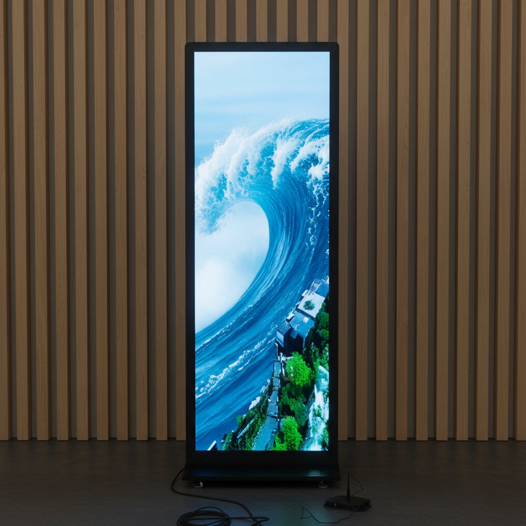 LED Digital Standee Video Display Signage for Outdoor Branding, Advertising | Digital Advertising Display Screen | Led Video Standee (for Outdoors) (Screen size - 25 x 75 inch)