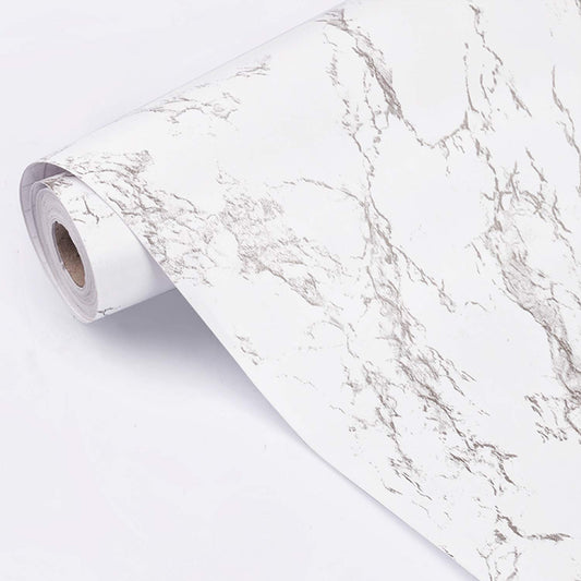 Peel and Stick Wallpaper, Self Adhesive DIY Wall Sticker for Bedroom Hall Living Room Kitchen Home & Office, PVC Coated & Waterproof Surface Scratch Resistant – 45 x 300cm  Roll of marble-patterned vinyl wrap on a white background