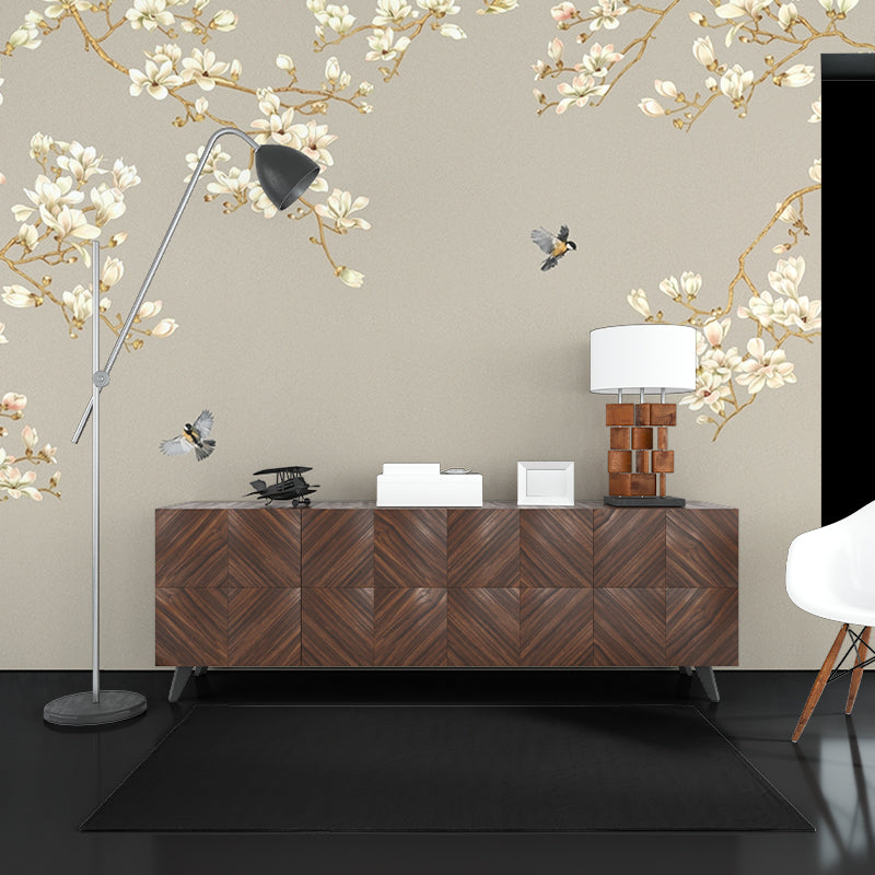 White dangling flowers 370 gsm Wallpaper Self Adhesive Mural Wallpaper Customized Wallpaper tiles