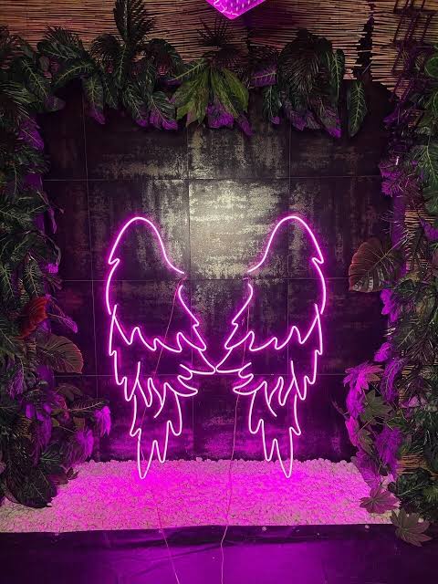 Beautiful LED Neon Wing Light Sign Decors | (40 by 40 Inches)