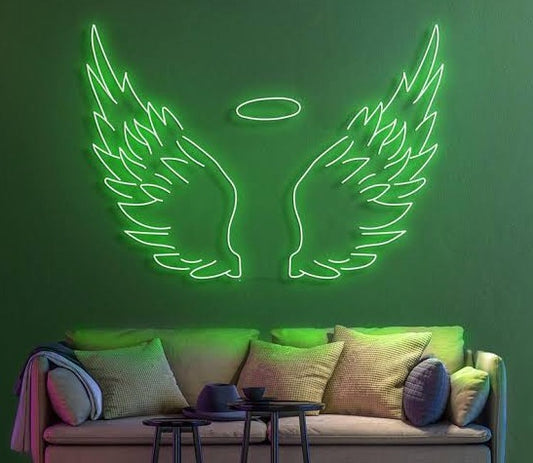 Beautiful Neon Wing Light Sign Decors | Custom Neon Sign (40 by 40 Inches)