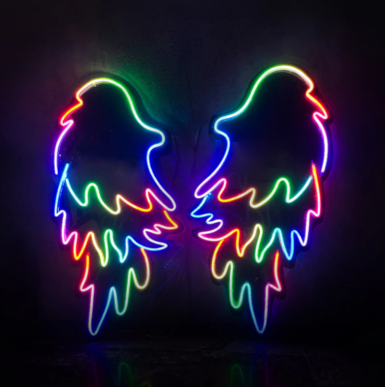 Custom Wings FloRo Neon Light Sign Party Decoration LED Light 4 By 4 Feet customized floro neon sign for party decor