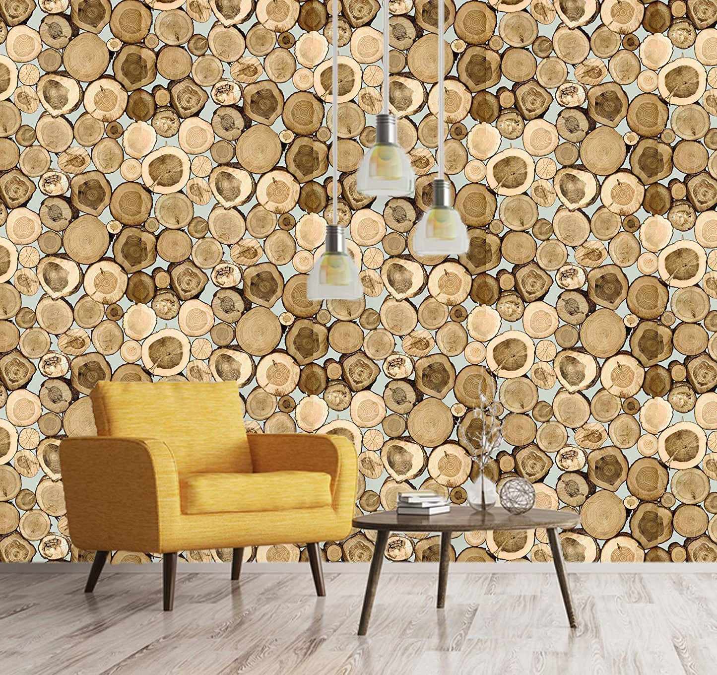 Wood Design Wallpaper for Covering Living Room, Bedroom Walls (PVC, Size 21" inch X 33ft, Roll- 57sqft, Color Wooden Blocks) Living room with wooden wall paneling