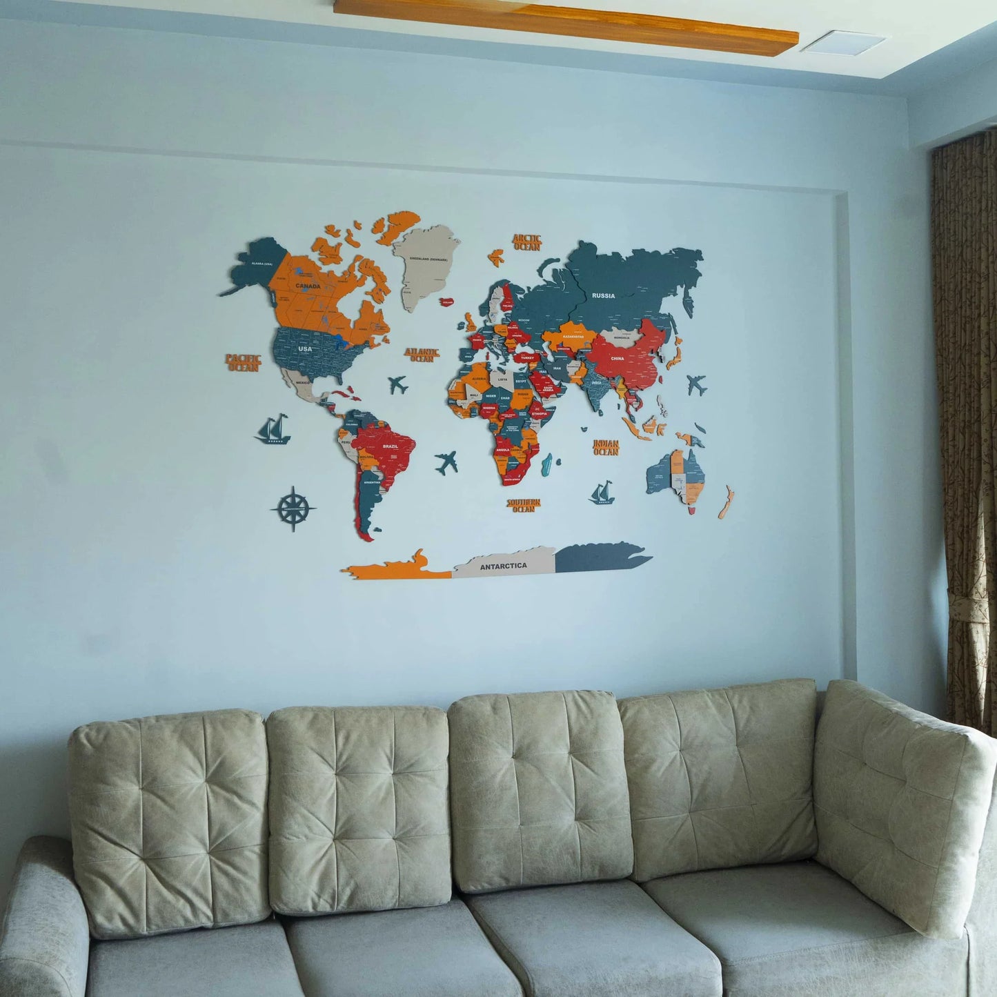 Premium 3D World Map Wall Art | Modern Wooden Decorative Wall Decor for Home & Office