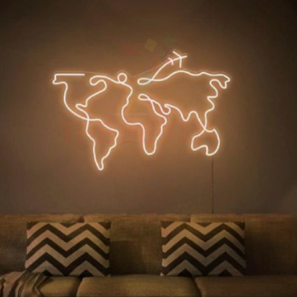 World Map Neon art sign LED strip Custom Neon Sign Customized Neon Light Wall Decor Gifting Neon Sign Ideas Led Neon Light Sign For Wall Decors Customized Neon Light Sign Neon Decorative Idea New Creative Neon Floro neon light custom neon sign light LED Light