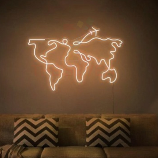 World Map Neon art sign LED strip Custom Neon Sign Customized Neon Light Wall Decor Gifting Neon Sign Ideas Led Neon Light Sign For Wall Decors Customized Neon Light Sign Neon Decorative Idea New Creative Neon Floro neon light custom neon sign light LED Light