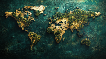World Map Wallpaper for Library Wall Decors | Wallpaper | Map Wallpapers World map with a textured green and brown color scheme