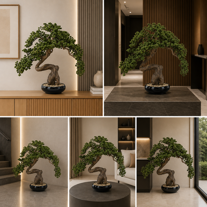 Natural Touch Pine Bonsai Artificial 2.5 Ft Plant with Decorative Pot for Premium Interiors