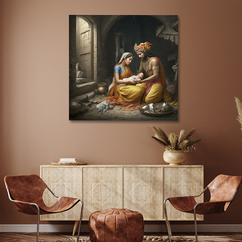 Yashoda Krishna baby wall painting Lord Krishna childhood canvas art