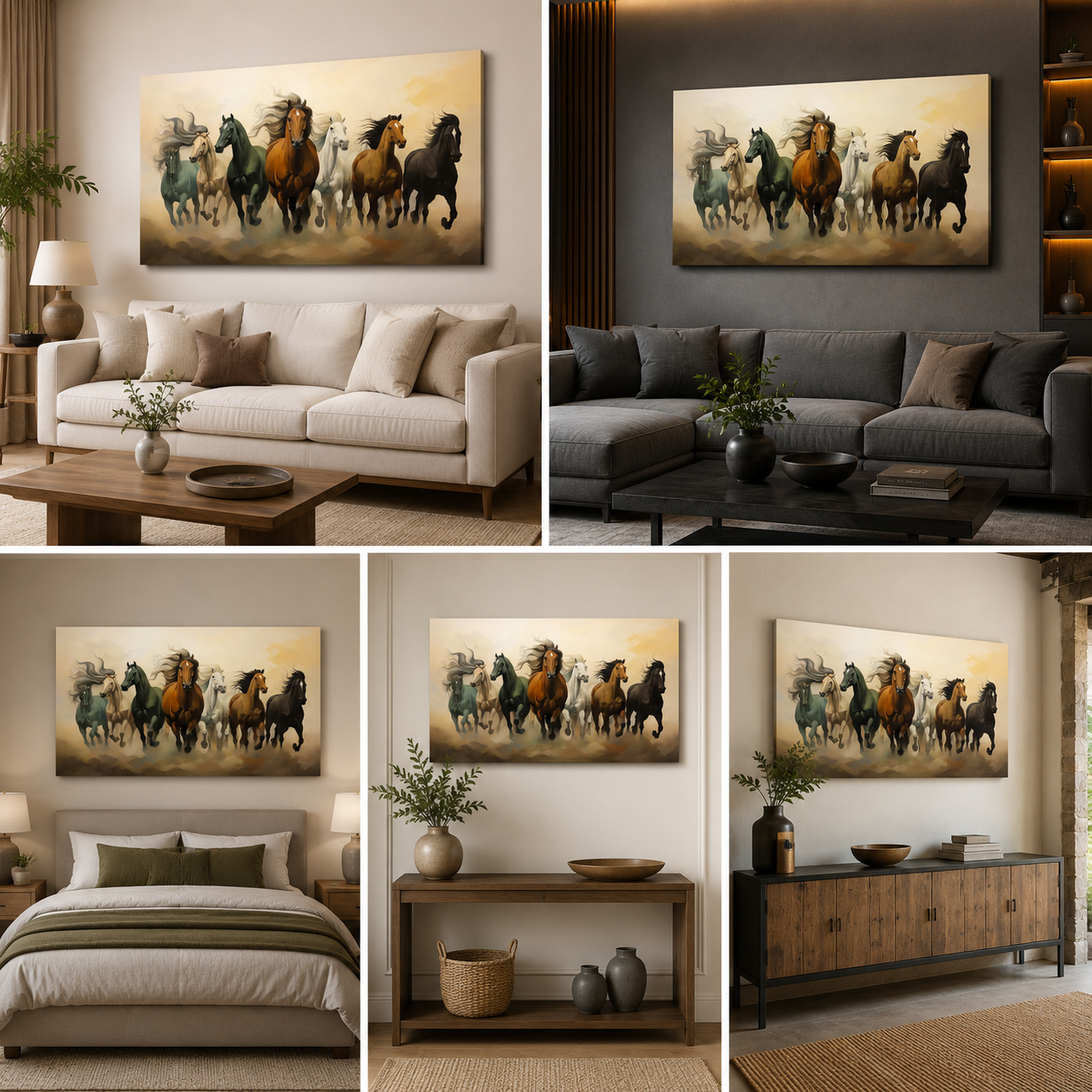 Seven Running Horses Painting | Vastu Canvas Painting
