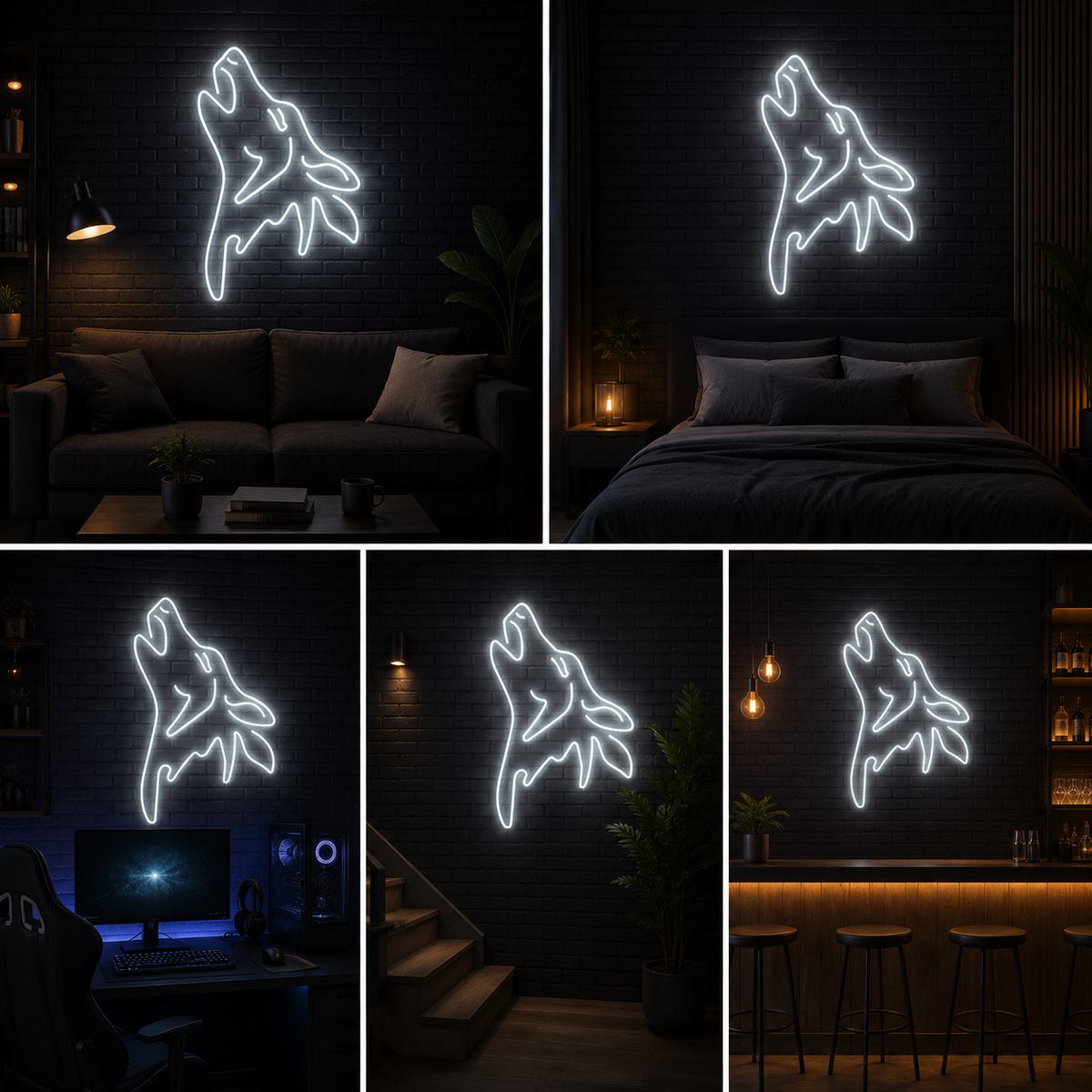 Howling Wolf LED Neon Sign | Wolf Wall Light for Gaming Room, Bedroom, Office & Man Cave Decor