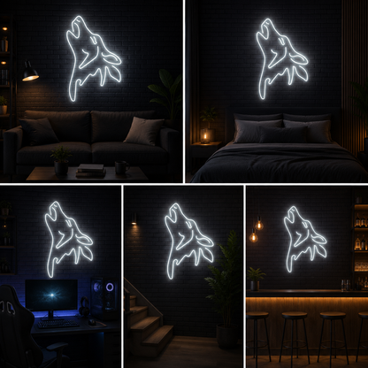 Howling Wolf LED Neon Sign | Wolf Wall Light for Gaming Room, Bedroom, Office & Man Cave Decor