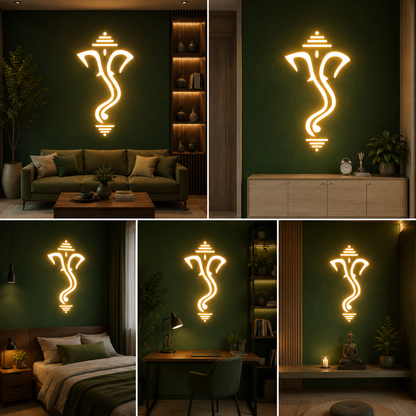 Lord Ganesha Neon Sign Board LED Wall Light Big Size Spiritual Decor