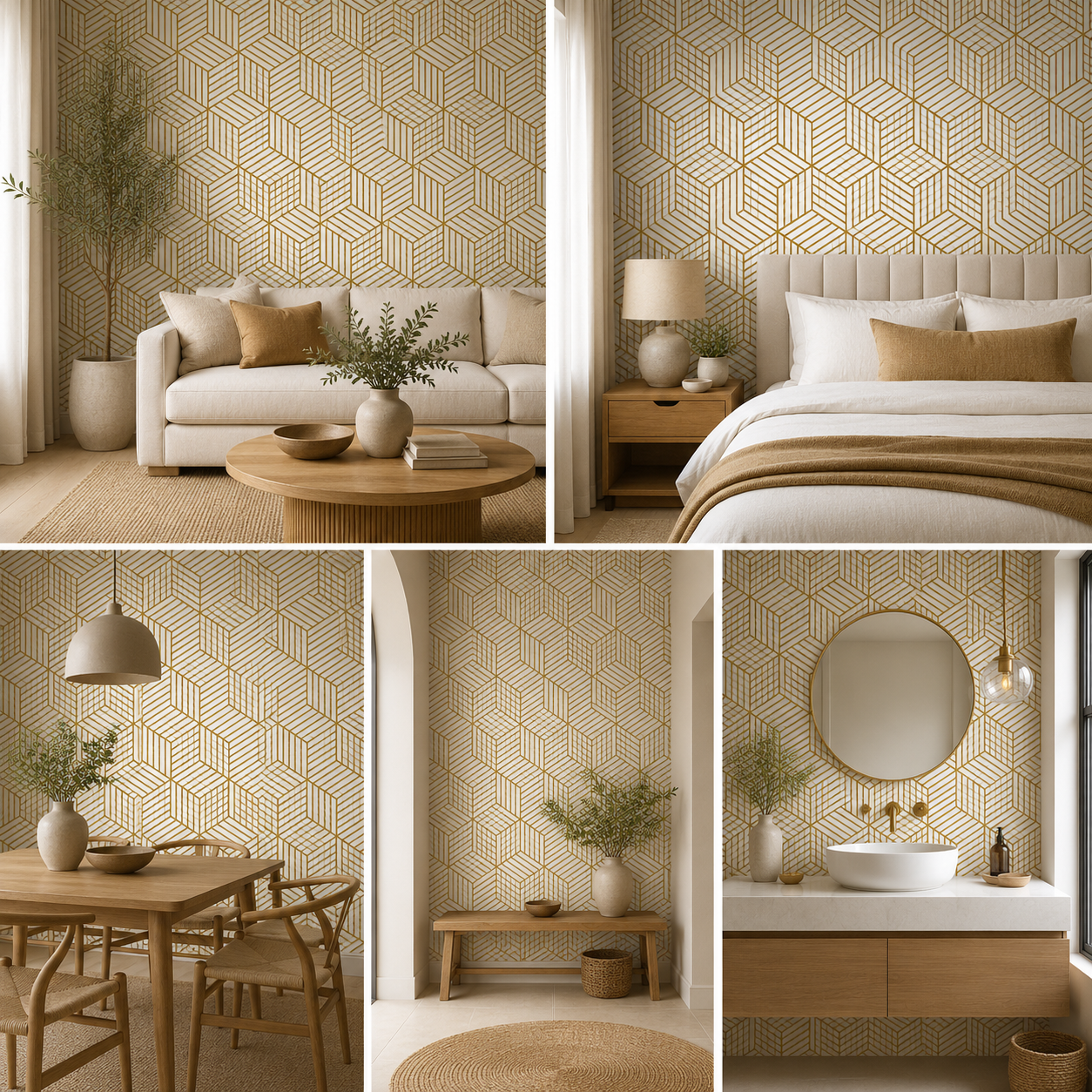 Self Adhesive Peel Stick 45 x 300 cm Waterproof Hexagon Wallpaper Wall Sticker for Living Room Hall Bedroom Decoration PVC Vinyl DIY Wall Stickers