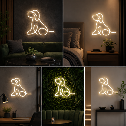 Dog Neon Sign Board | Custom Neon Light Signs | Customised Neon Light Name Plate Pet Wall Decor