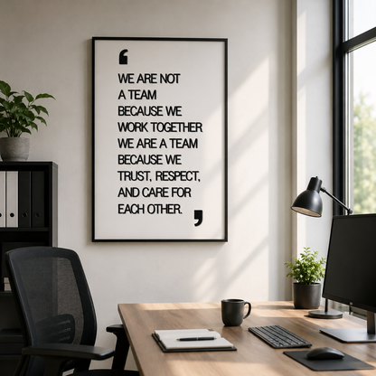 Team Motivation Acrylic Wall Quote Sign – We Are A Team Because We Trust Respect Care 3D Typography Wall Decor for Office & Corporate Spaces