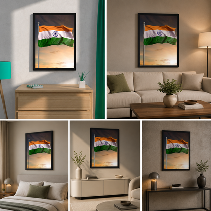 Indian Flag Canvas Painting Wall Frame Art For Living Room Decor (24 By 36) In