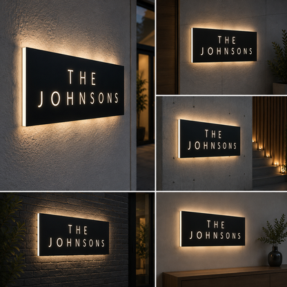 LED Acrylic Name Plate Backlit House Name Sign Illuminated Wall Name Board for Home Entrance and Door Signage
