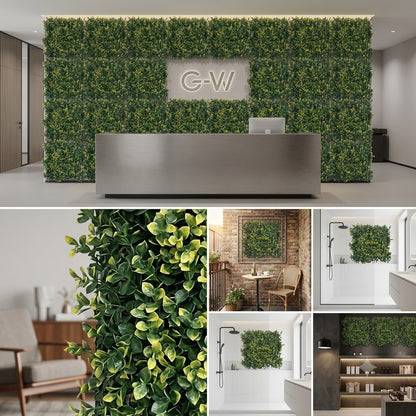 Premium Variegated Artificial Boxwood Hedge Wall Panel 50x50 CM | Decorative Green Privacy Wall for Homes, Offices & Commercial Spaces