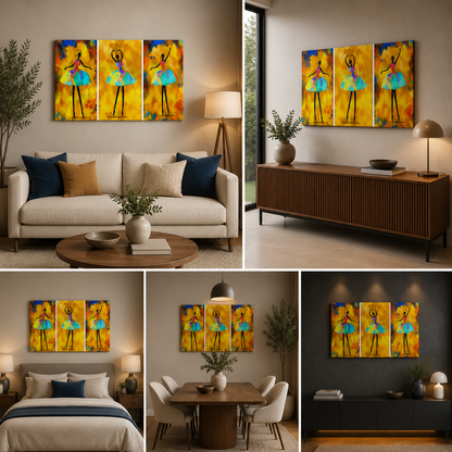 Abstract African Ballerina Dance Frame for Living (12 x 24 In each)