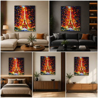 Abstract Eiffel Tower Canvas Wall Painting | Colorful Paris Art Decor