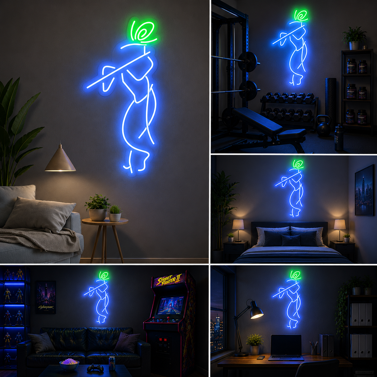 Krishna Flute Neon Sign Board – Minimalist Custom Neon Light Wall Decor (12 By 20 Inches)