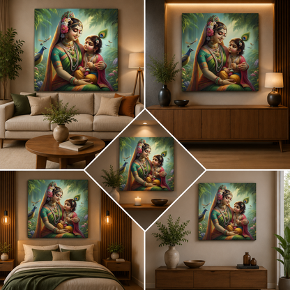Maa Yashodha Krishna Painting | Canvas Painting Frame