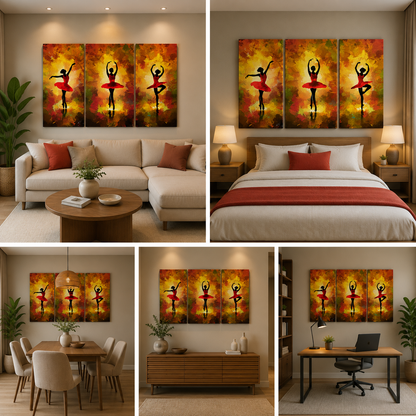 A Dancing Girl Canvas Painting Frame for Wall Decor (12x24 In)