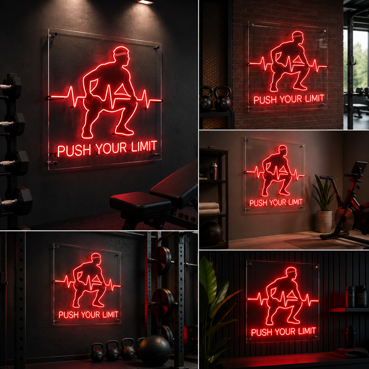 Push Your Limit Gym Custom Neon Sign Board | Motivational Neon Light Board | Custom Neon Light | Neon Sign Board Customised (30 By 30 Inches)