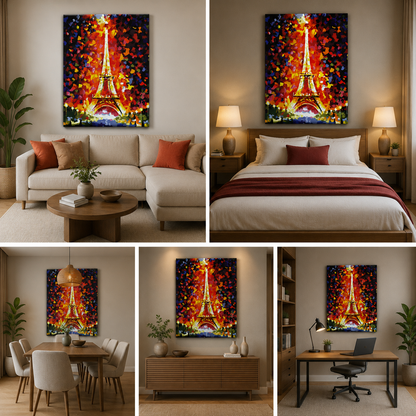 Eiffel Tower Wall Art Painting Frame for Living Room (24x48 In)