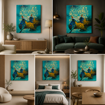 Abstract Bull Art Canvas Painting Frame Modern Colorful Wall Decor for Living Room