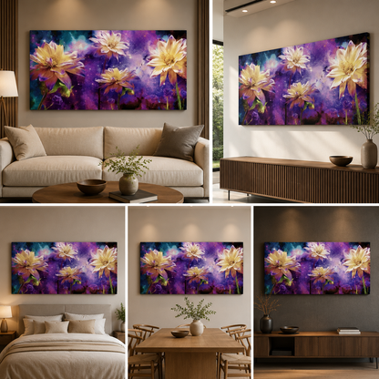 Flower Art with Frame for Living Room Wall Decor