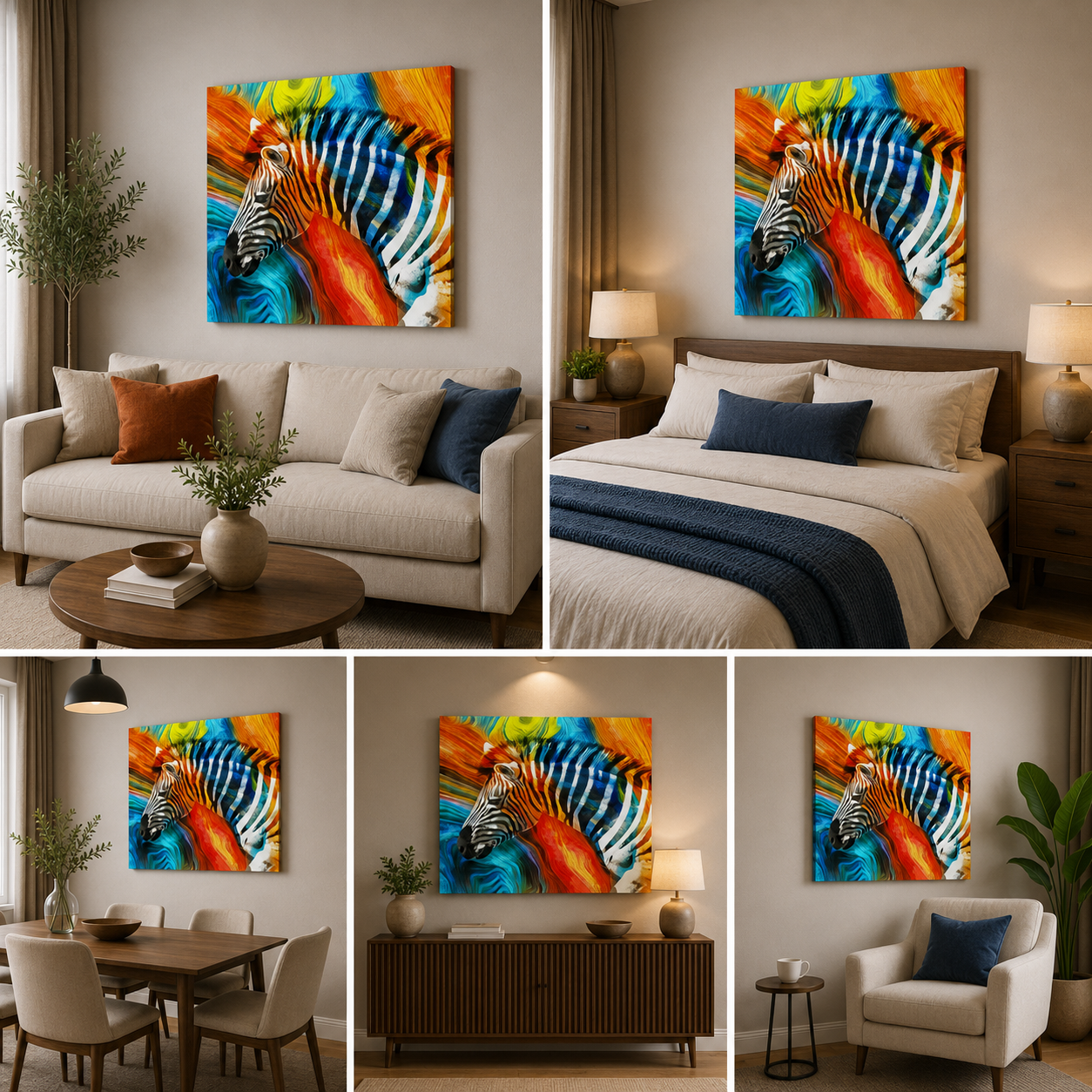Zebra Wall Painting Frame for Living Room Decor