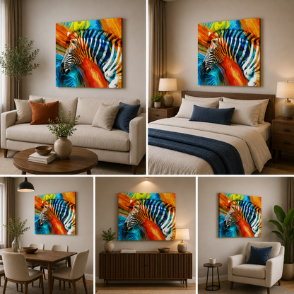 Zebra Wall Painting Frame for Living Room Decor