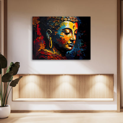 abstract Buddha face wall painting colorful spiritual canvas art for living room decor