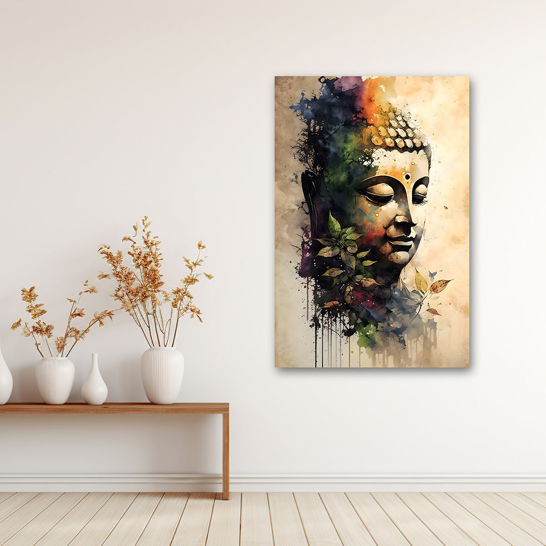 Abstract Buddha portrait wall painting colorful artistic spiritual canvas art for home decor