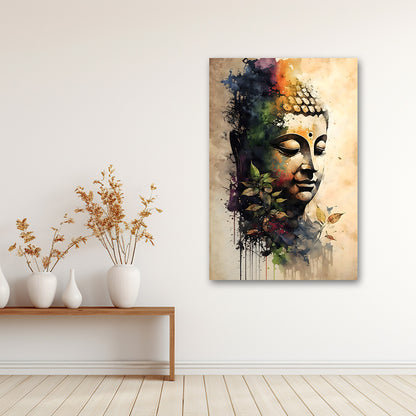 Abstract Buddha portrait wall painting colorful artistic spiritual canvas art for home decor
