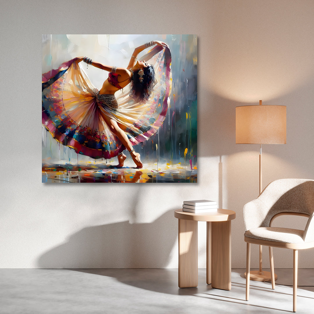 Abstract dancing woman canvas painting frame colorful dancer painting on canvas wall decor for living room.