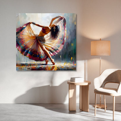 Abstract dancing woman canvas painting frame colorful dancer painting on canvas wall decor for living room.