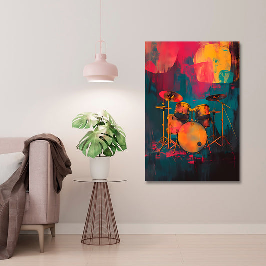 abstract drum set canvas painting frame modern music instrument painting on canvas wall decor