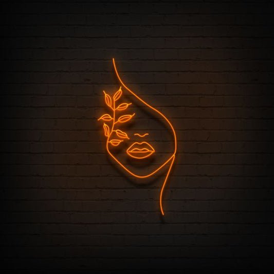 Abstract face neon sign board customised warm orange neon light for modern wall decor