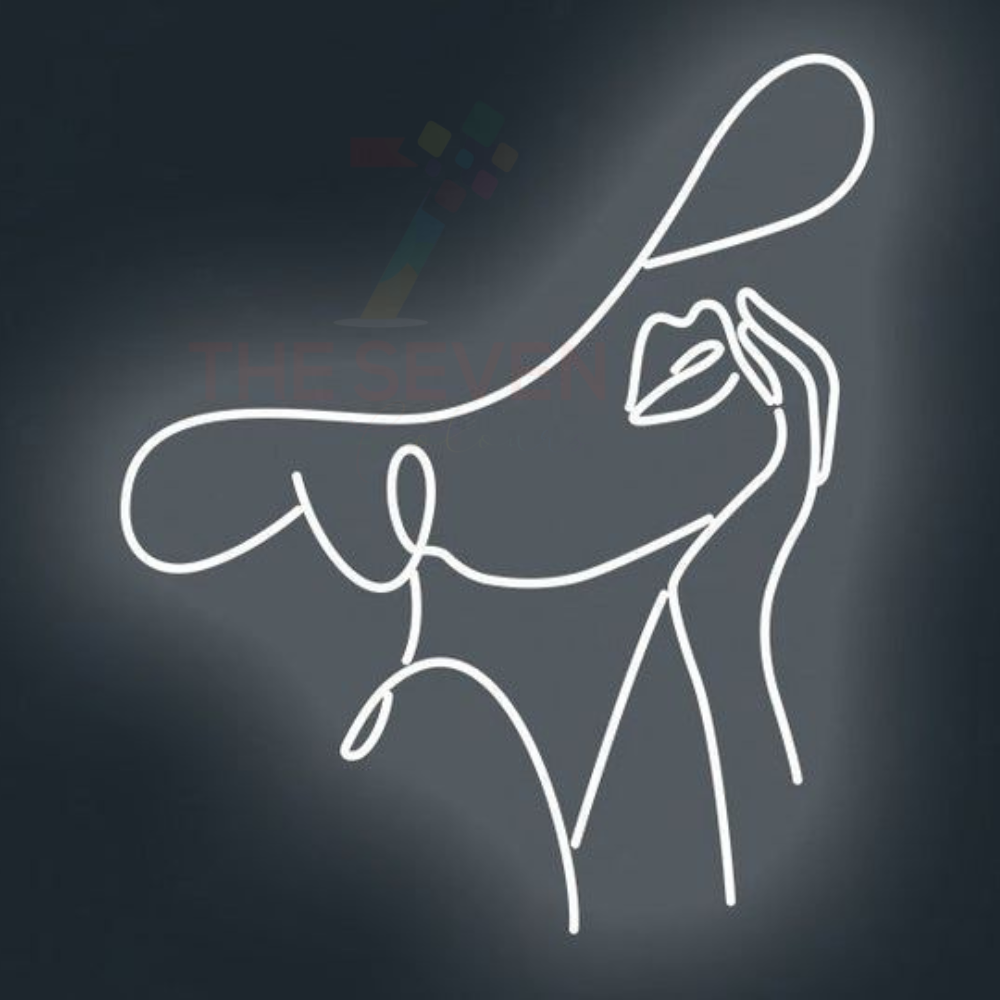 Abstract face neon sign board customised white neon light for bedroom wall decor