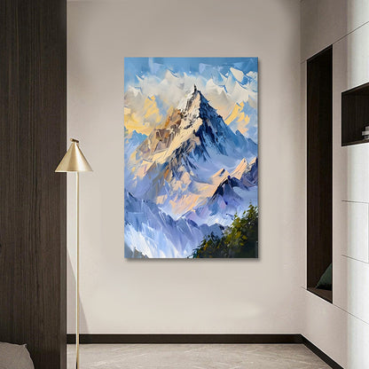 Abstract mountain landscape wall painting with snow peaks modern canvas art
