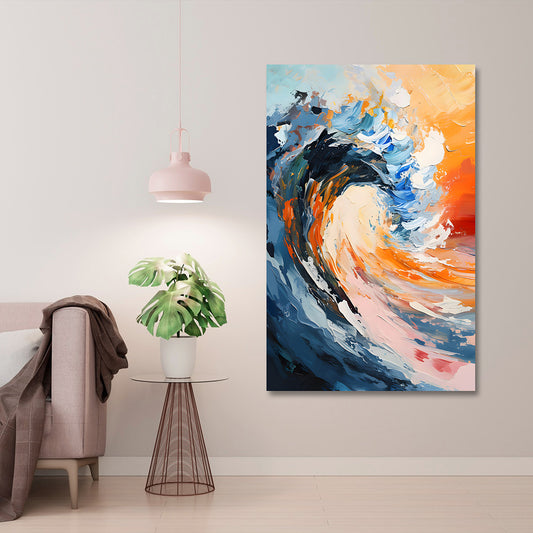 Abstract ocean wave canvas painting frame large size modern sea wave canvas wall arts decor painting on canvas for living room.