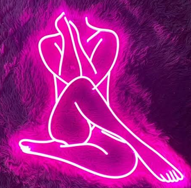 Abstract woman neon sign board pink neon light artistic wall decor