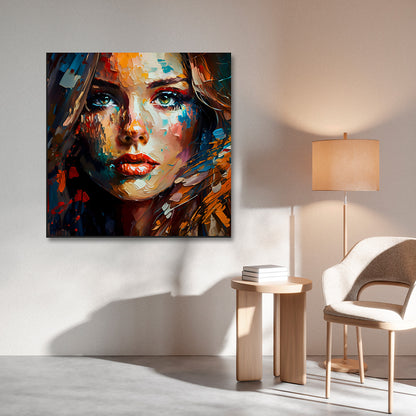 abstract woman portrait canvas painting frame colorful face painting on canvas wall decor for living room