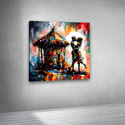 abstract love couple painting vibrant canvas wall art romantic home decor