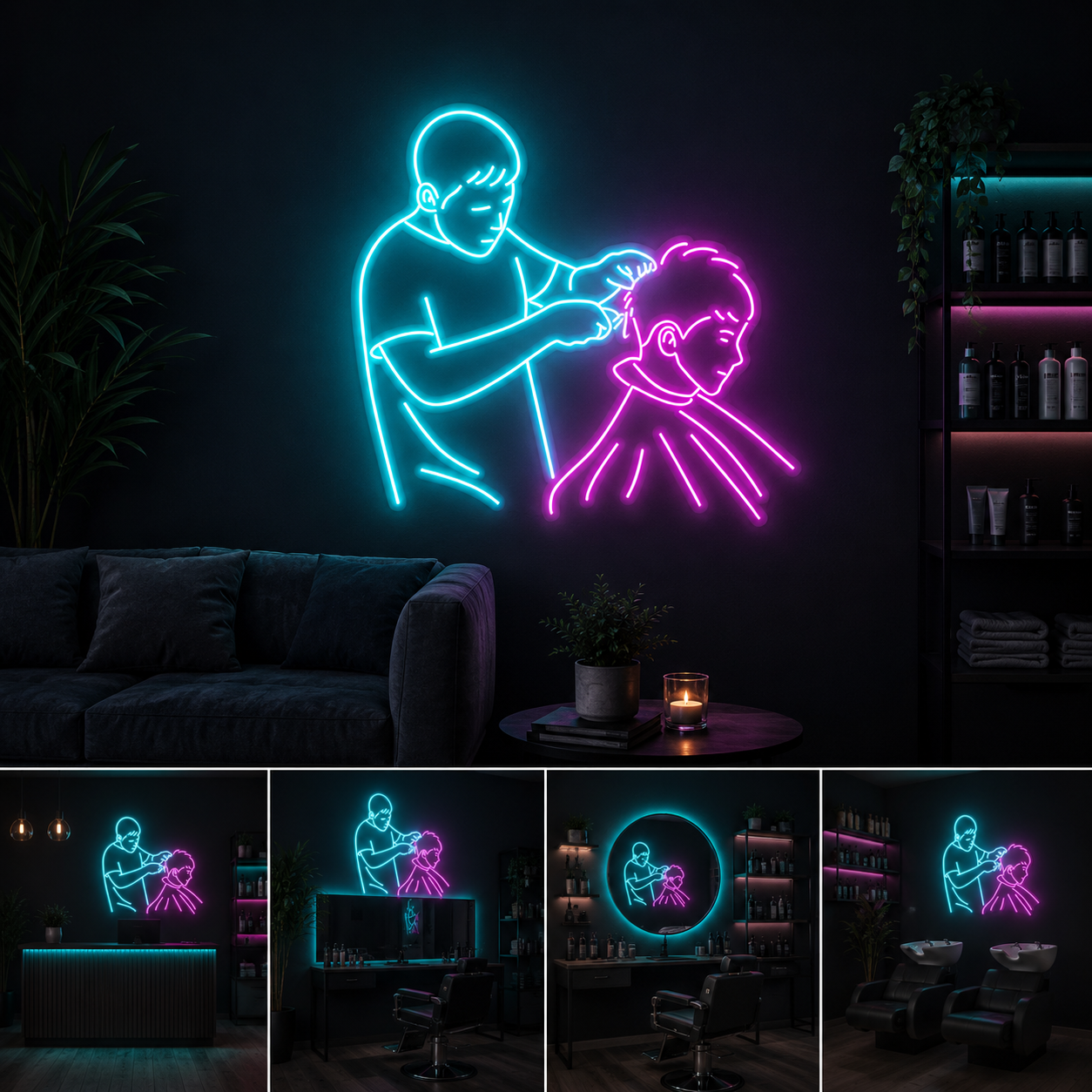 Barber Shop Neon Sign Board | Neon Light Name Plate | Neon Name Light Customized (30 By 24 Inches)