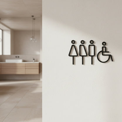 Accessible restroom icons with wheelchair symbol
