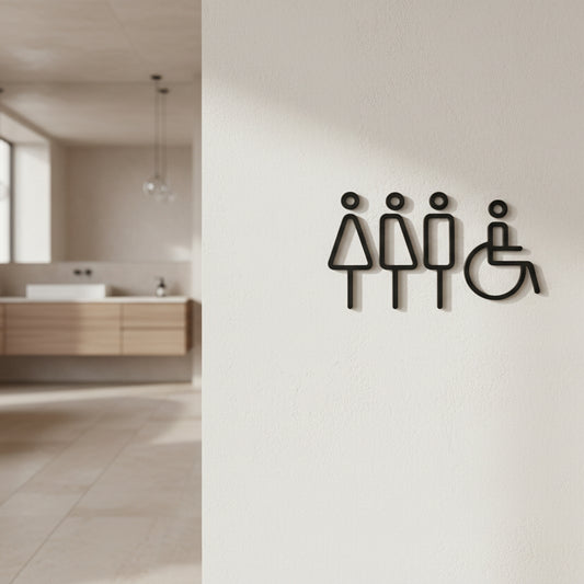 Accessible restroom icons with wheelchair symbol
